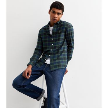 Men's Blue Plaid Twill Shirt Farah New Look