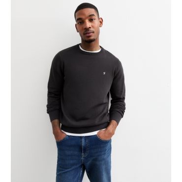 Men's Dark Grey Slim Crew Neck Fine Knit Jumper Farah New Look
