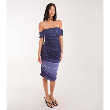 Women's Navy Mesh Ombre Bandeau Midi Dress Pink Vanilla New Look