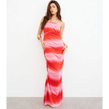 Women's Mid Pink Mesh Bandeau Maxi Dress WKNDGIRL New Look
