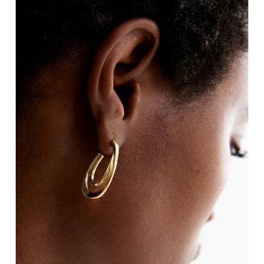18ct Gold Plated Layered Oval Hoop Earrings New Look