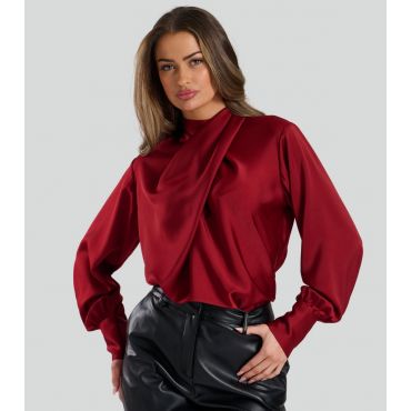 Women's Red Satin Twist Neck Blouse Finding Friday New Look