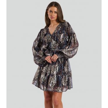 Women's Multicolour Metallic Long Sleeve Mini Dress Finding Friday New Look