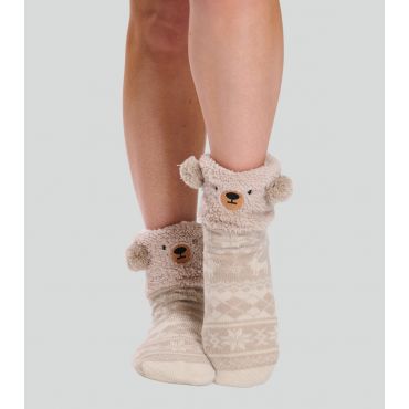Brown Teddy Fair Isle Fleece Socks Loungeable New Look
