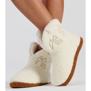 Women's Cream Cowboy Boot Borg Slippers Loungeable New Look