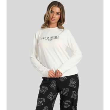 Women's Off White Life Is Better In PJs Pyjama Set Loungeable New Look