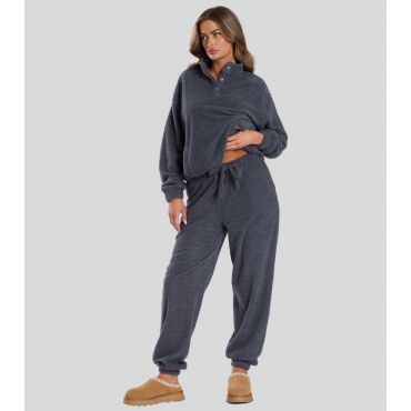 Women's Dark Grey Soft Fuzzy Joggers Loungeable New Look
