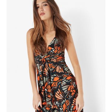 Women's Orange Butterfly Print Maxi Dress Apricot New Look