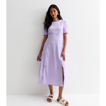 Women's Lilac Polka-Dot Midi Dress Cutie London New Look
