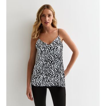 Women's Black Sequined Cami Top Cutie London New Look