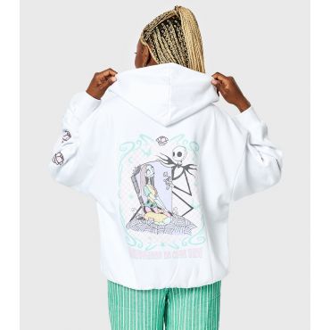 Women's White Disney Jack And Sally Jersey Hoodie Skinnydip New Look