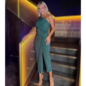Women's Green One Shoulder Twist Detail Midi Dress AX Paris New Look
