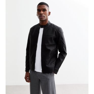 Men's Black Regular Faux Leather Jacket Only and Sons New Look