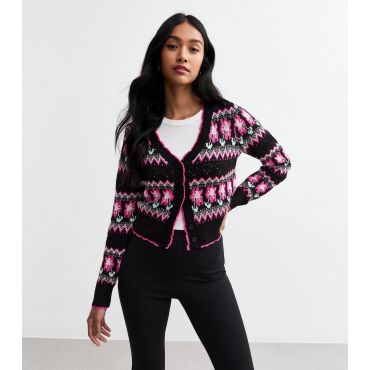 Women's Black Pointelle Knit Cardigan Sunshine Soul New Look