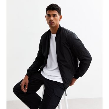 Men's Black Regular Bomber Jacket Only and Sons New Look