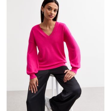 Women's Pink V-Neck Jumper Sunshine Soul New Look