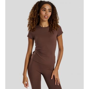 Women's Dark Brown Cap Sleeve T-Shirt South Beach New Look