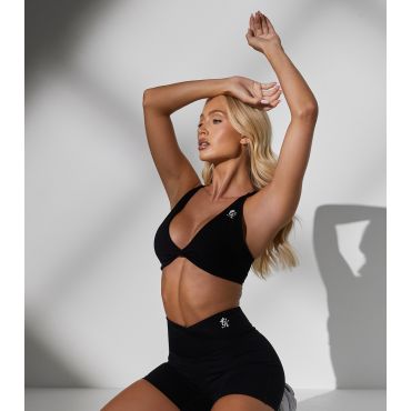 Women's Black Twist Front Strappy Sports Bra Gym King New Look