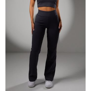 Women's Dark Grey Rib Flared Leggings Gym King New Look