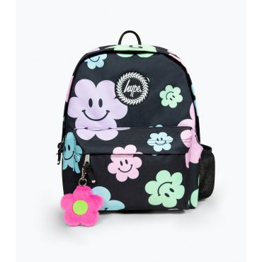 Black Floral Print Iconic Backpack HYPE New Look