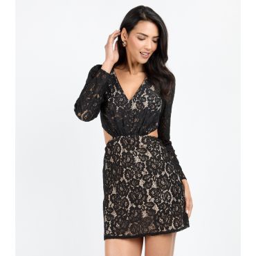 Women's Black Lace Cutout Mini Dress Little Mistress New Look