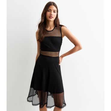 Women's Black Mesh Midi Dress Cutie London New Look