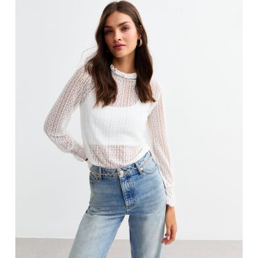 Women's White Ruffle Lace Top Cutie London New Look