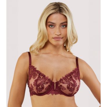 Women's Burgundy Eva Balconette Bra Wolf & Whistle New Look