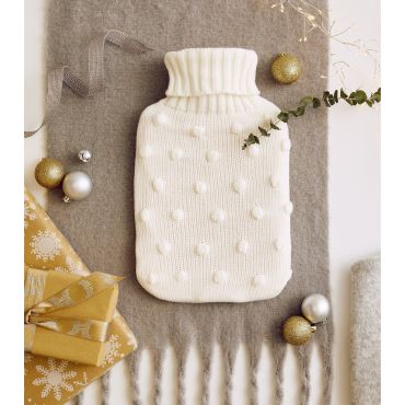 White Bobble Knit Hot Water Bottle New Look