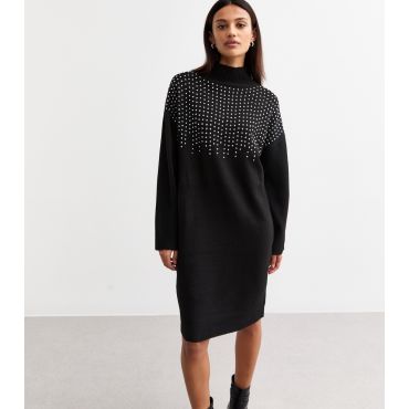 Women's Black Studded Jumper Dress Sunshine Soul New Look