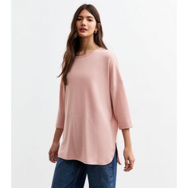 Women's Pink Soft Touch Three Quarter Sleeve Top New Look
