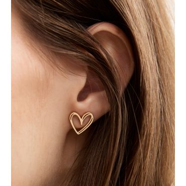 18ct Gold Plated Heart Stud Earrings New Look