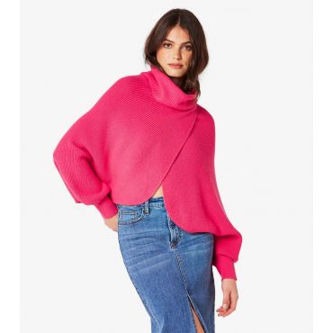 Women's Bright Pink Wrap Jumper Apricot New Look
