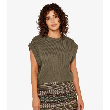 Women's Khaki Knit Vest Apricot New Look