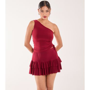 Women's Red Ruched Asymmetric Top Pink Vanilla New Look
