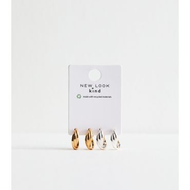 Gold Tone Twisted Hoop Earrings New Look