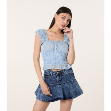 Women's Blue Milkmaid Top Pink Vanilla New Look