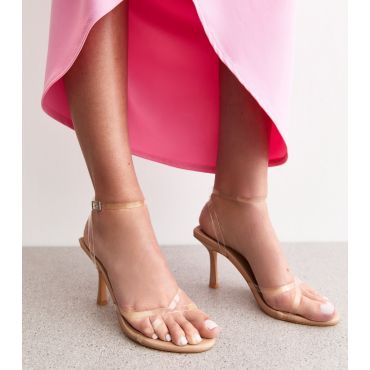 Women's Light Pink Clear Strap Heeled Sandals Public Desire New Look