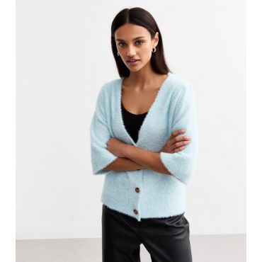 Women's Blue Sparkly Knit Cardigan Sunshine Soul New Look