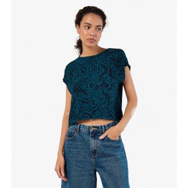 Women's Blue Textured Cropped Top Apricot New Look