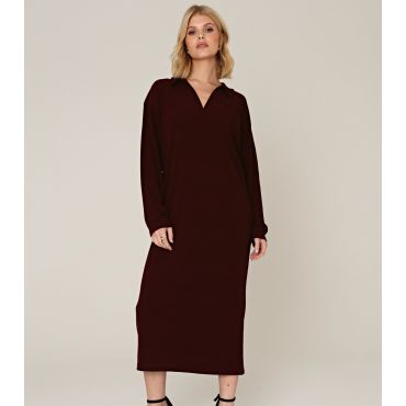 Women's Burgundy Long Sleeve Midi Dress WKNDGIRL New Look