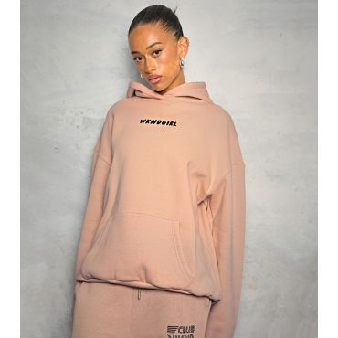 Women's Light Brown Official Logo Oversized Hoodie WKNDGIRL New Look