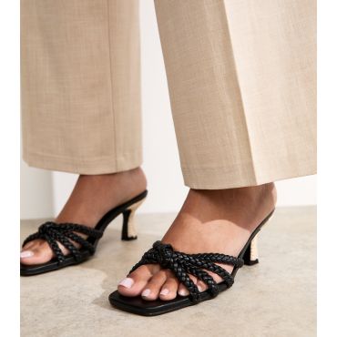 Women's Lumiere Black Braided Strap Open Toe Mules Public Desire New Look