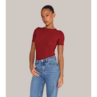 Women's Orange Ribbed T-Shirt WKNDGIRL New Look