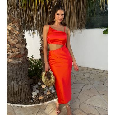 Women's Burnt Orange Asymmetric Cut Out Strappy Midi Dress AX Paris New Look