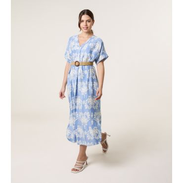 Women's Blue Floral Print Midi Dress Blue Vanilla New Look