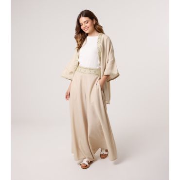 Women's Stone Embellished Waist Wide Leg Trousers Blue Vanilla New Look