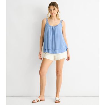 Women's Blue Floral Strap Oversized Top Gini London New Look