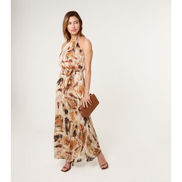 Women's Multicolour Abstract Halter Midiaxi Dress Blue Vanilla New Look