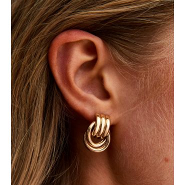 Gold Tone Mini Chunky Doorknocker Stud Earrings New Look